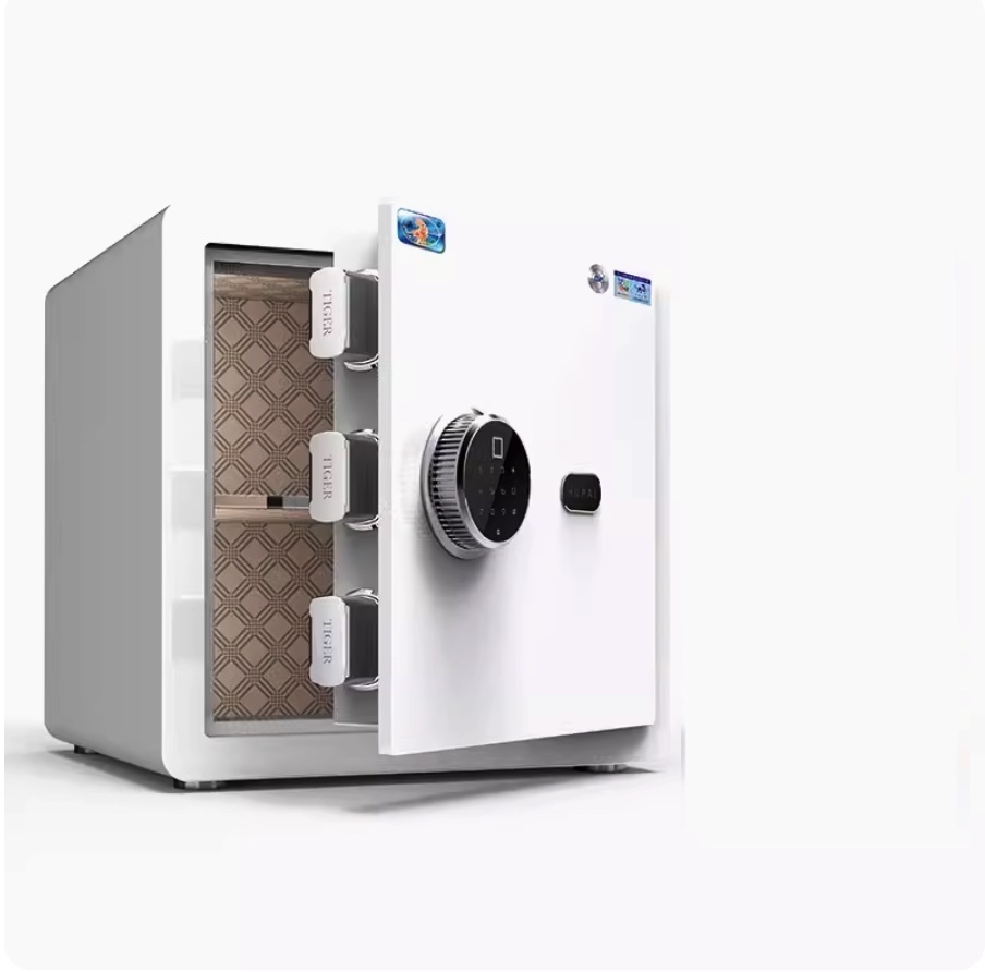 爆款家用小型無線WiFi指紋密碼夾萬（CSP安全認證-高40CM-時尚白（指紋密碼款）免鑰匙）（40KG±2KG）