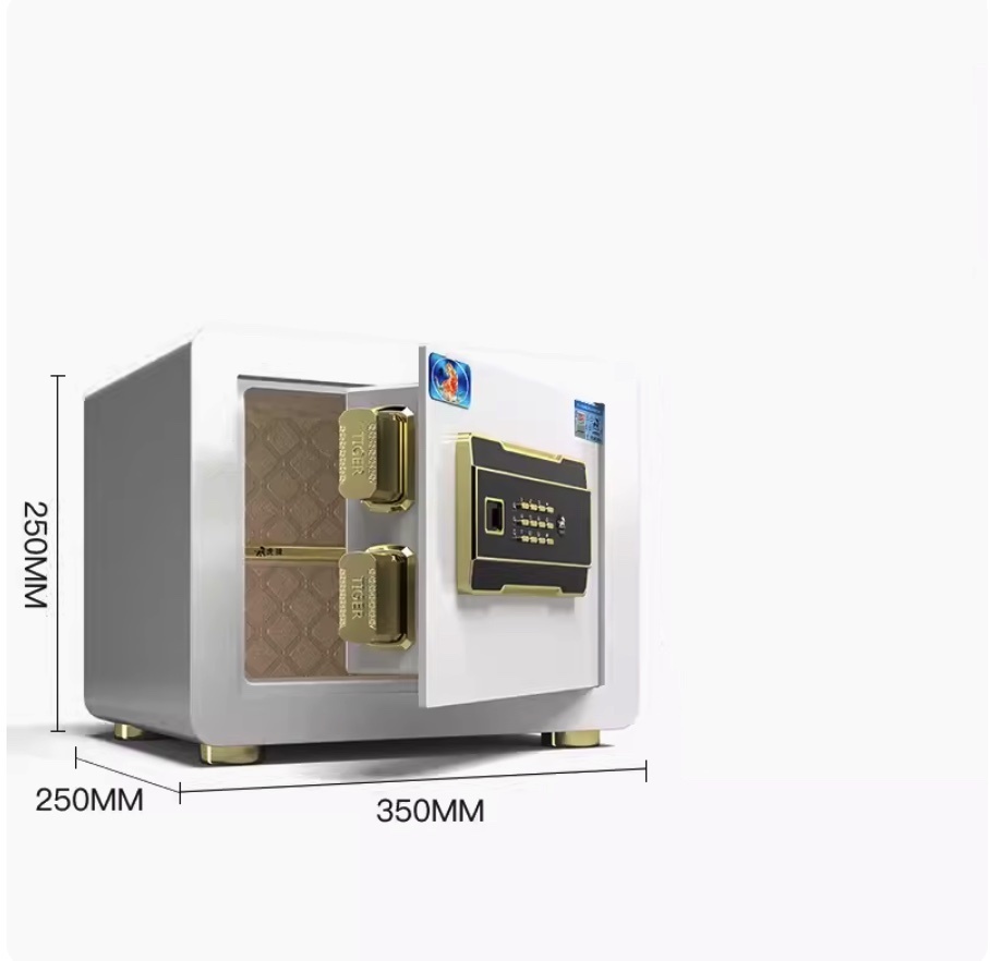爆款家用電子密碼小型指紋夾萬（新陞級-25CM時尚白（密碼款 內部尺寸：23*32*20cm）（8KG±1KG）