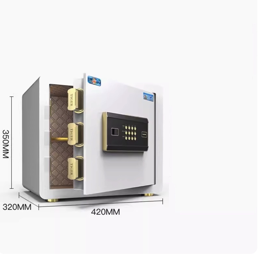 爆款家用電子密碼小型指紋夾萬（新陞級-35CM時尚白（密碼款 內部尺寸：32*40*27cm）（10KG±1KG）