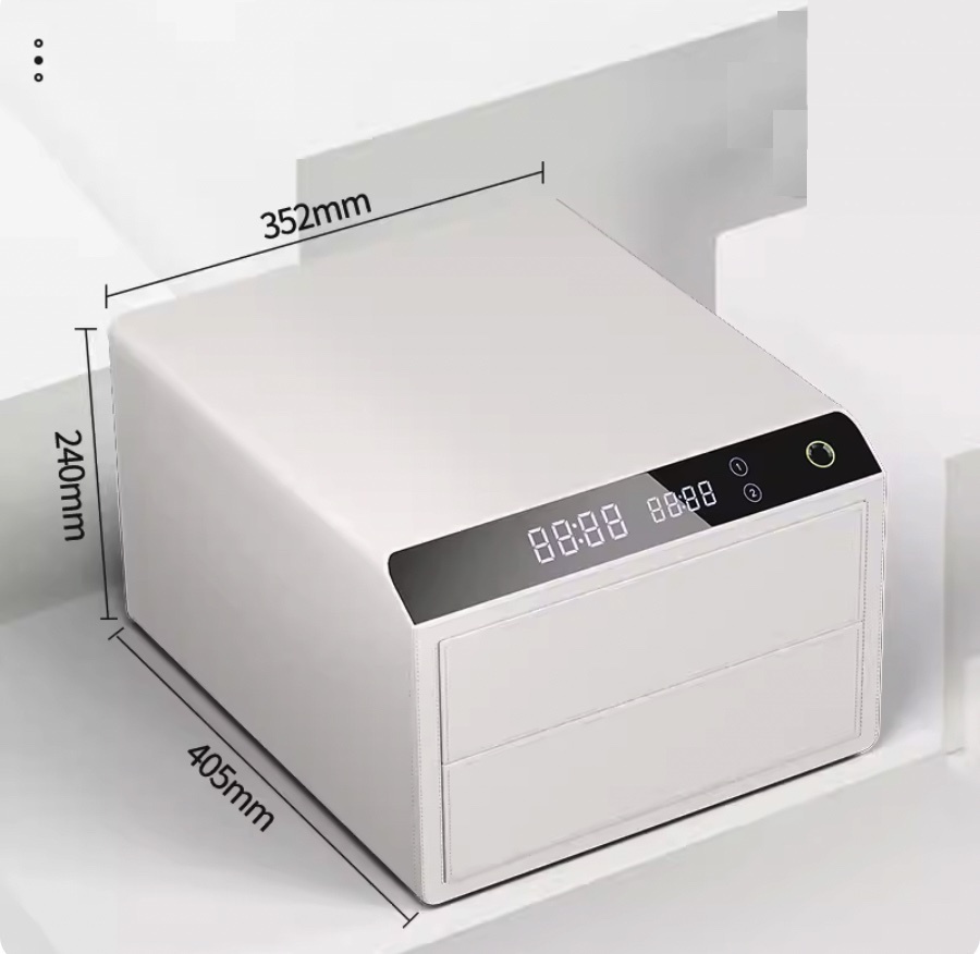爆款家用小型抽屜式夾萬（優雅白（雙層）電晶體指紋+藍牙智控）
