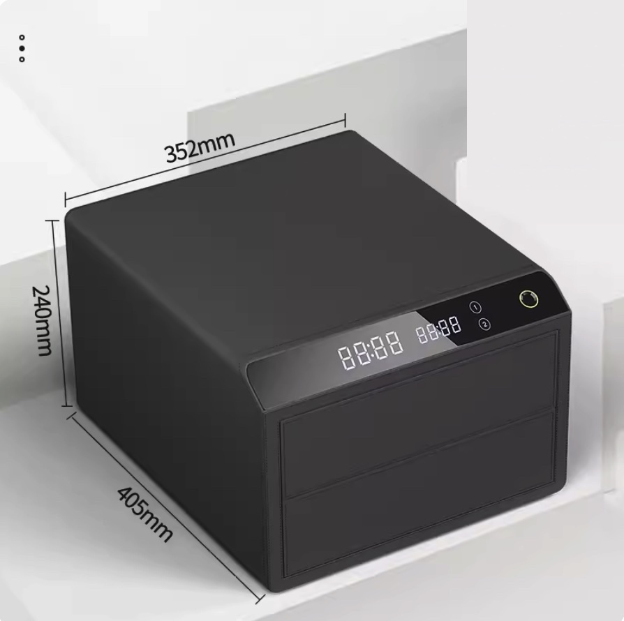 爆款家用小型抽屜式夾萬（高級灰（雙層）電晶體指紋+藍牙智控）