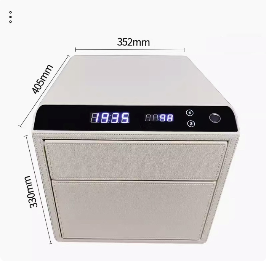 爆款家用小型抽屜式夾萬（優雅白（雙層增高款）電晶體指紋+藍牙智控）