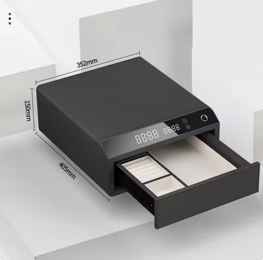 爆款家用小型抽屜式夾萬（高級灰（單層）電晶體指紋+WiFi智聯）