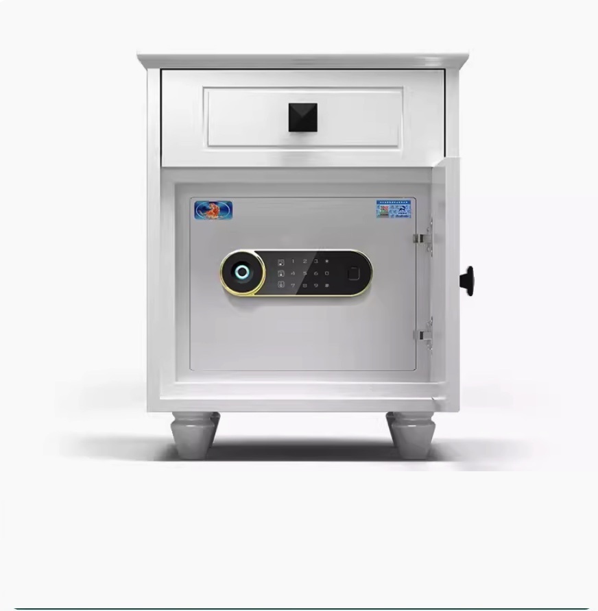 新款歐式風格家用床頭隱形夾萬（常規款-白色免鑰匙WiFi款60CM高（抽屜+密櫃））