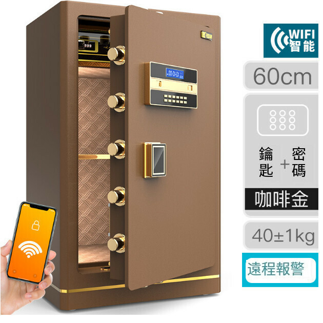 New electronic password lock + key anti-theft clip [60cm electronic + WIFI coffee gold]