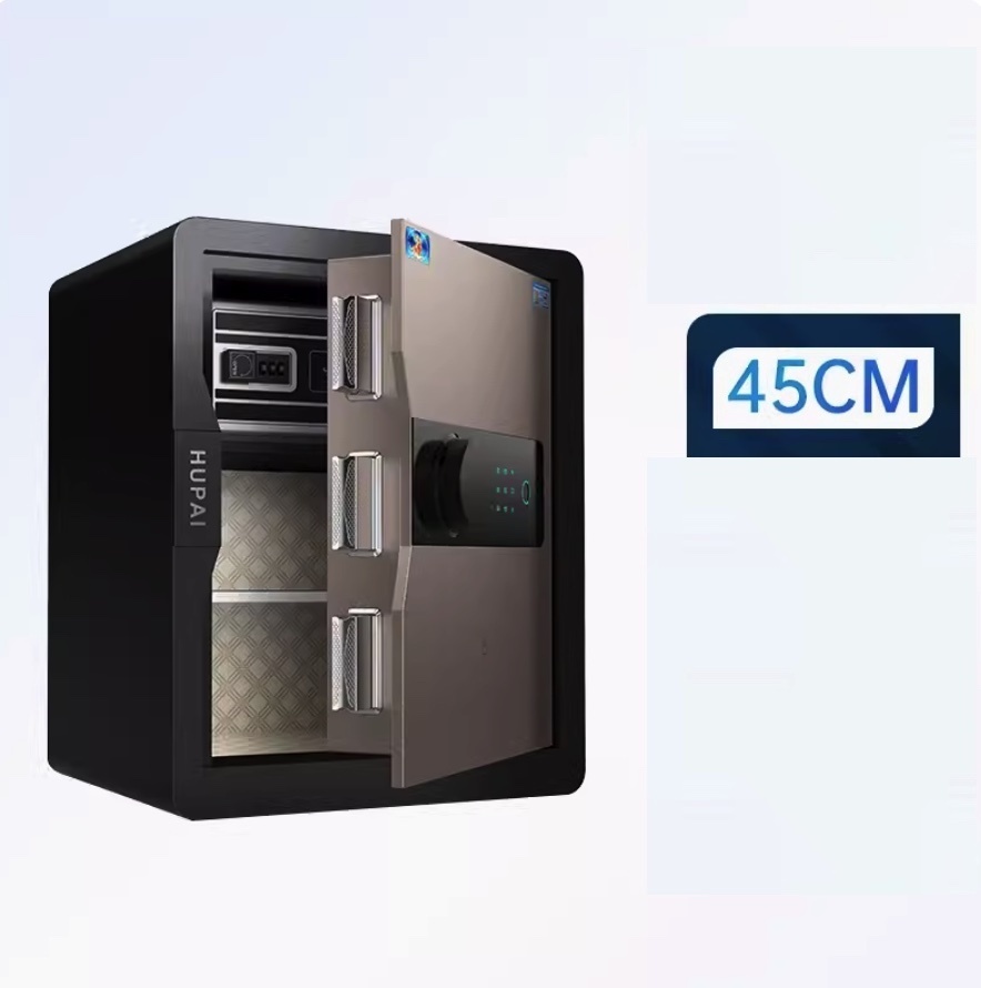 新款密碼wifi防盜小型床頭夾萬（新品45CM高-咖啡金（指紋密碼款））