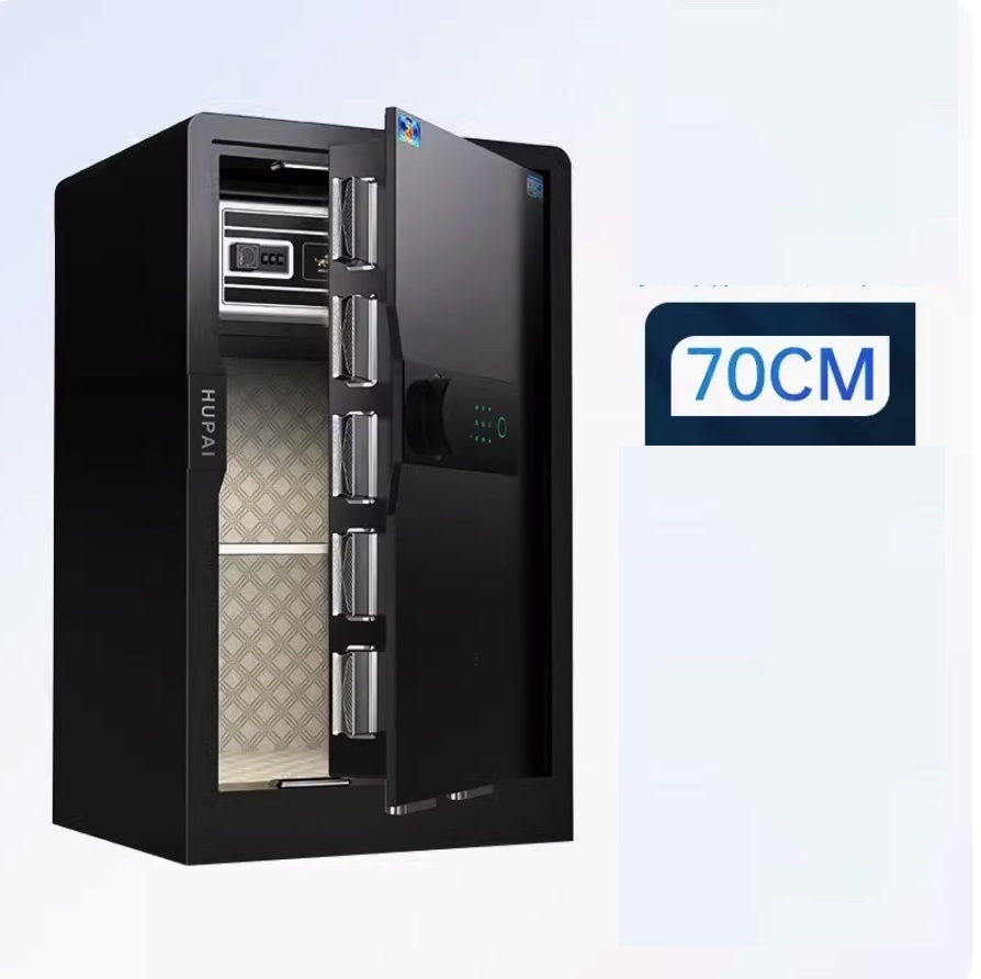 新款密碼wifi防盜小型床頭夾萬（新品70CM高-睿智黑（指紋密碼款））