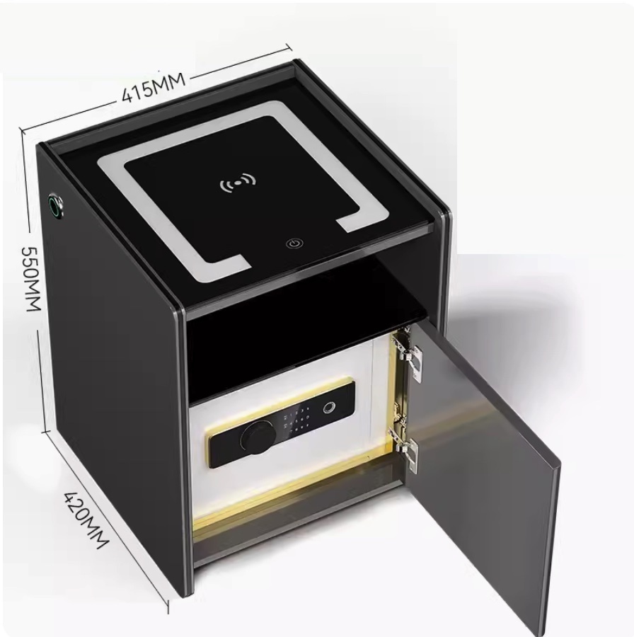 新款抽屜櫃一體櫃隱藏式儲物櫃夾萬（無線充電款-手動開門+指紋解鎖）