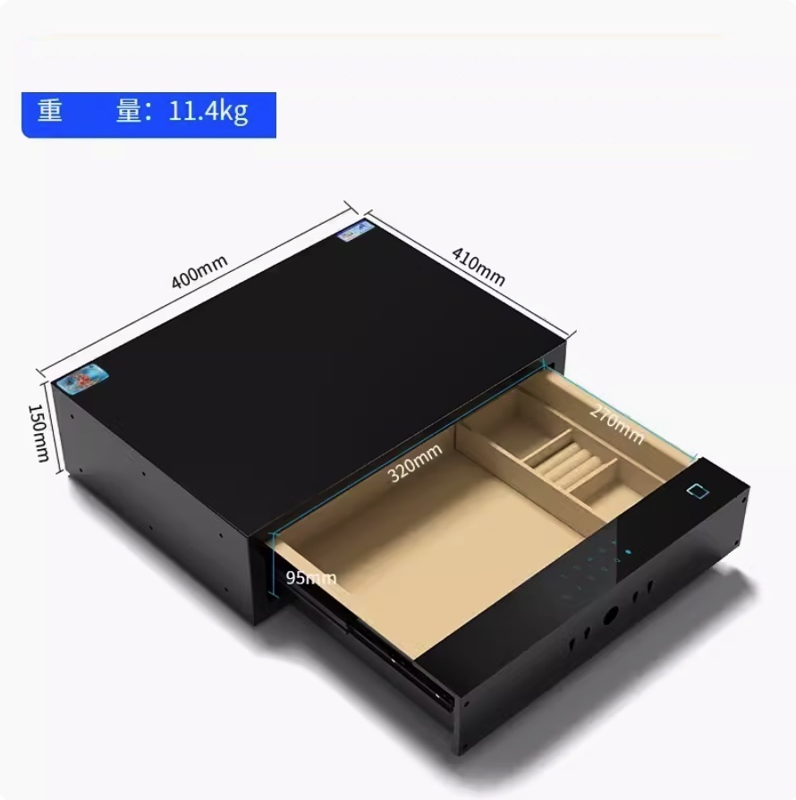 新款全鋼智慧辦公抽屜式隱藏夾萬（【升級版】寬400mm-米白色（電晶體指紋+觸屏密碼））