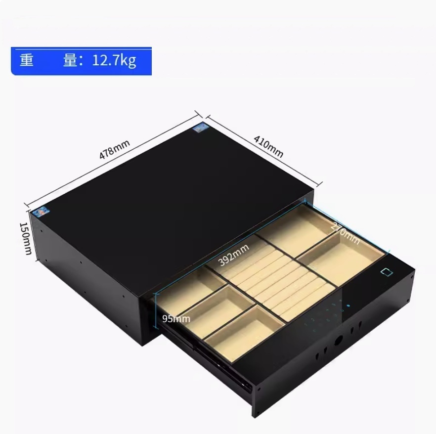 熱賣全鋼智慧辦公抽屜式隱藏夾萬（【升級版】豪華版內飾-寬478mm-米白色（電晶體指紋+觸屏密碼））