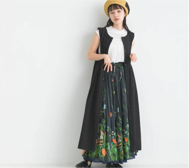 夏日花園棉質巴里紗雙面半身裙 ( 2色入 ) {日本直送}