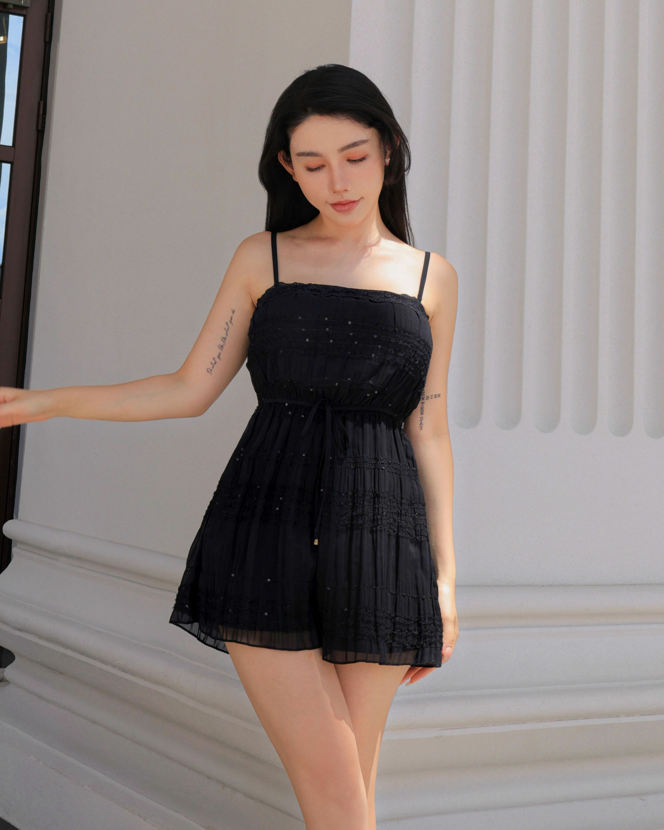 ⭒訂製-雪紡亮片連身褲裝