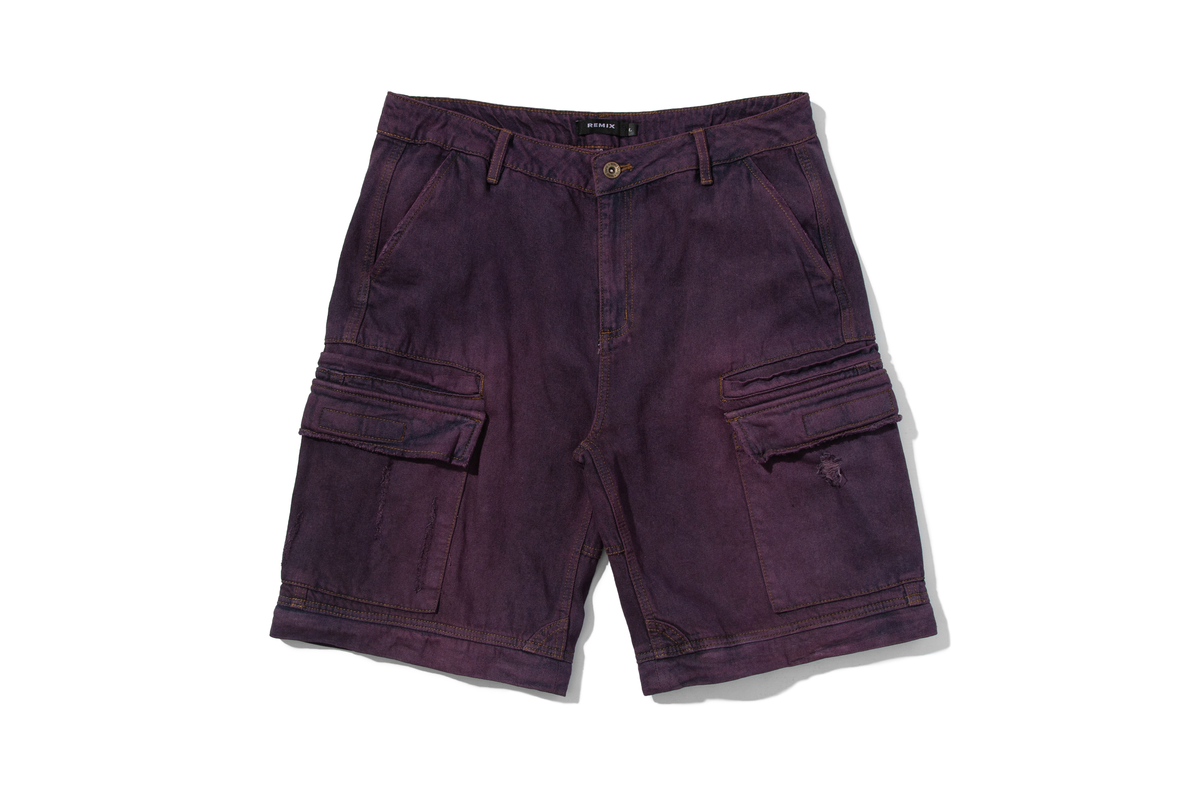 REMIX "Washed Zip-Off Denim Cargo Pants" (Azalea)