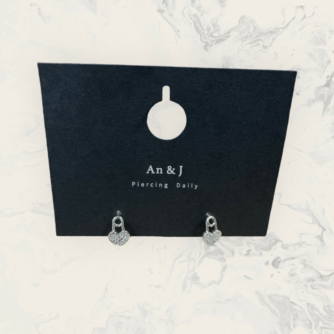 韓國直送-銀針 易扣 滿鋯愛心別針 鍍14K