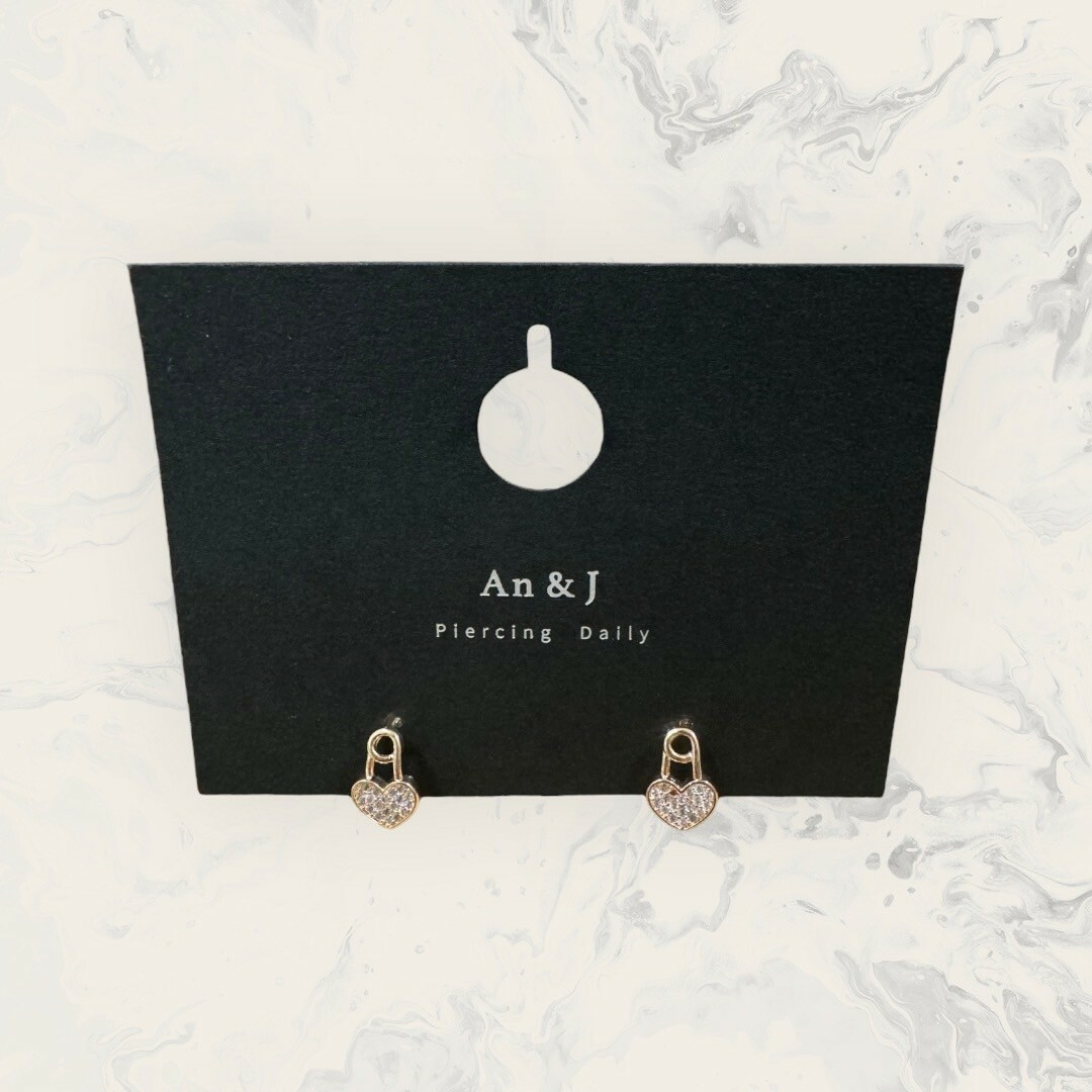 韓國直送-銀針 易扣 滿鋯愛心別針 鍍14K