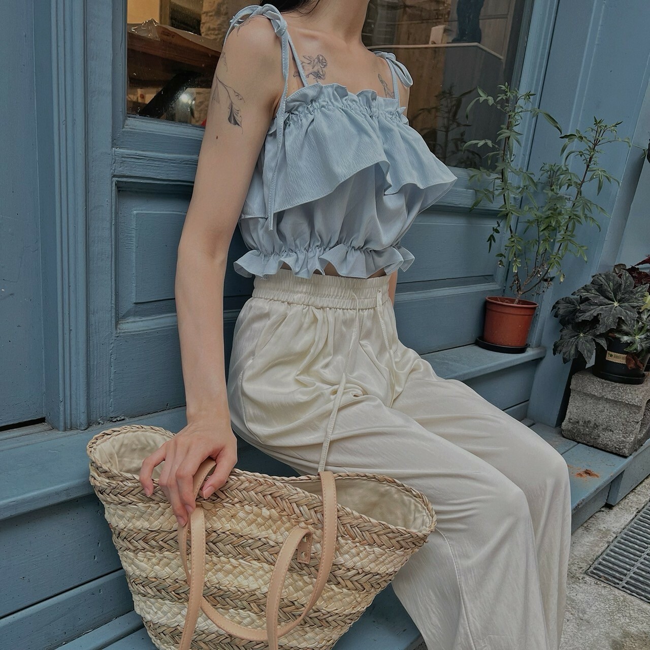 花苞綁肩蛋糕背心/三色