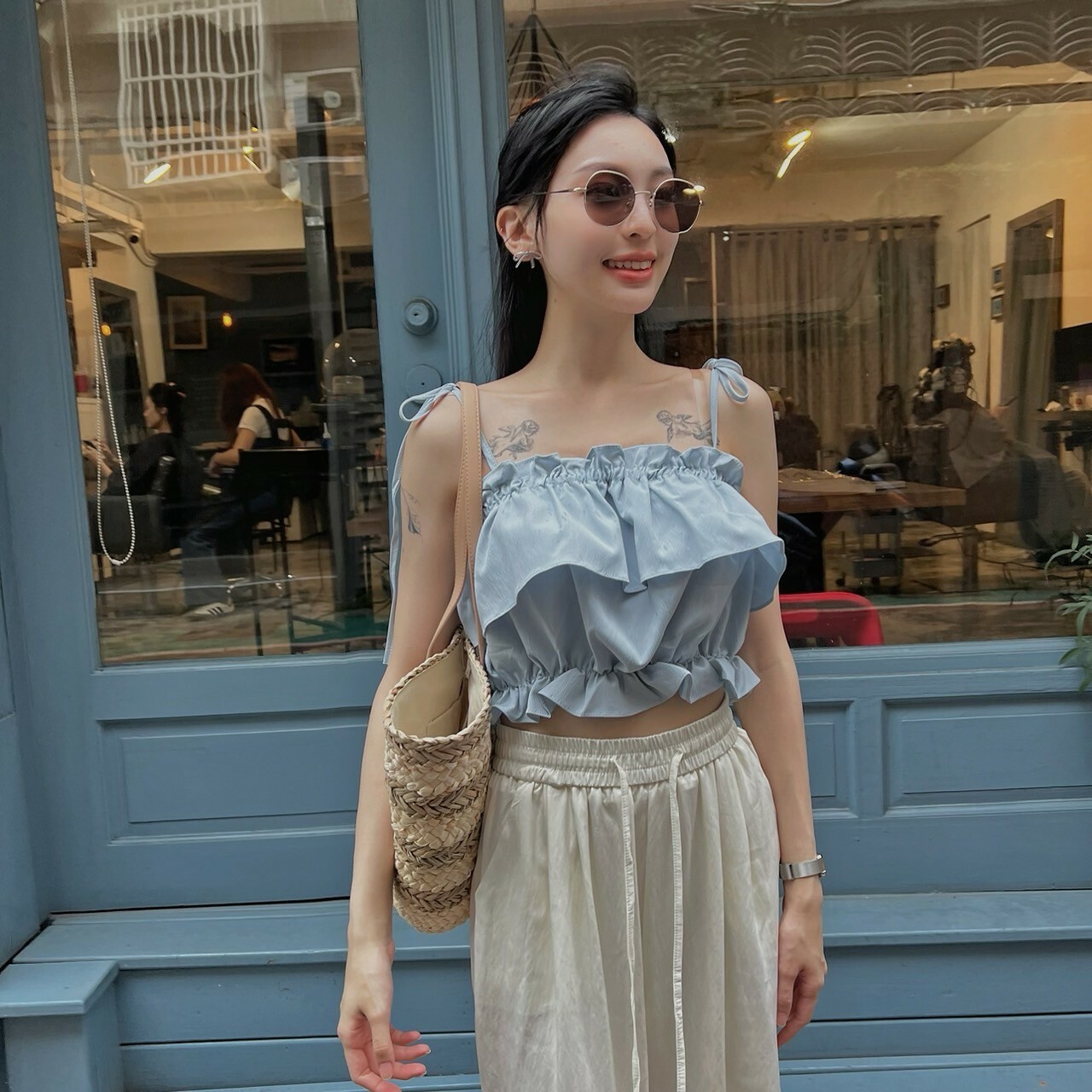 花苞綁肩蛋糕背心/三色