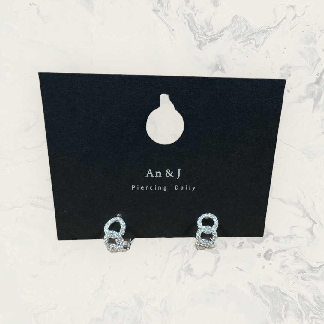 韓國直送-銀針 易扣 線鋯大鎖鍊圈 鍍14K