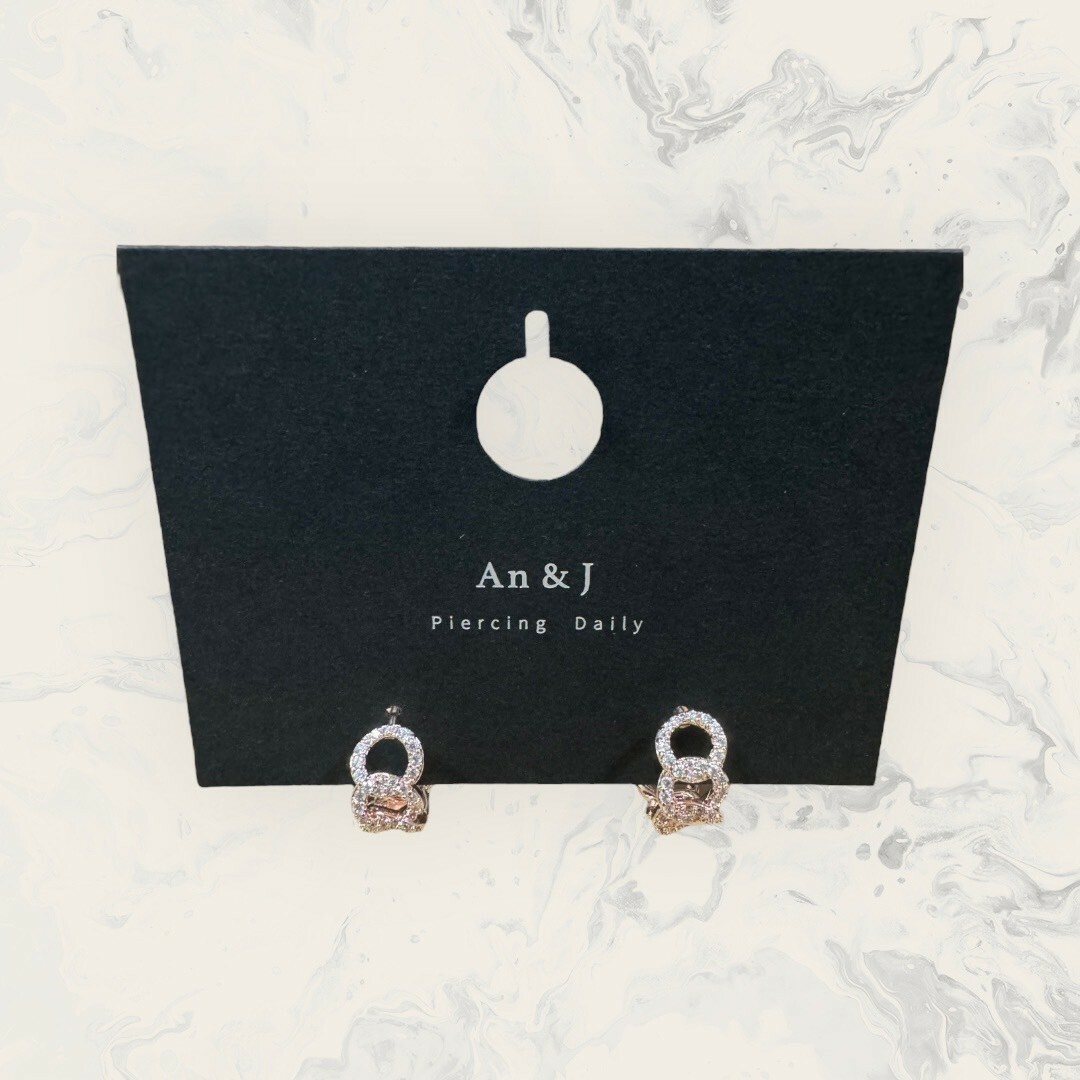 韓國直送-銀針 易扣 線鋯大鎖鍊圈 鍍14K