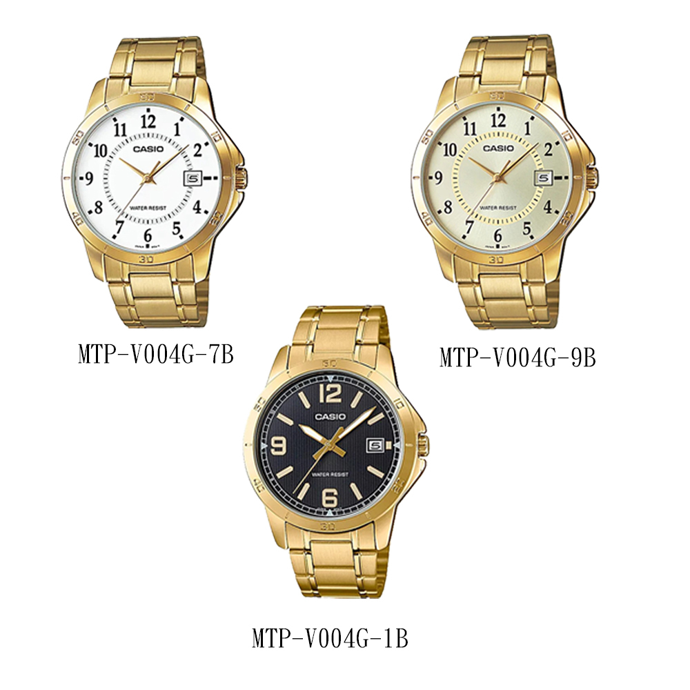 【CASIO 卡西歐】 MTP-V004G 時尚沉穩 不鏽鋼腕錶 數字款 手錶