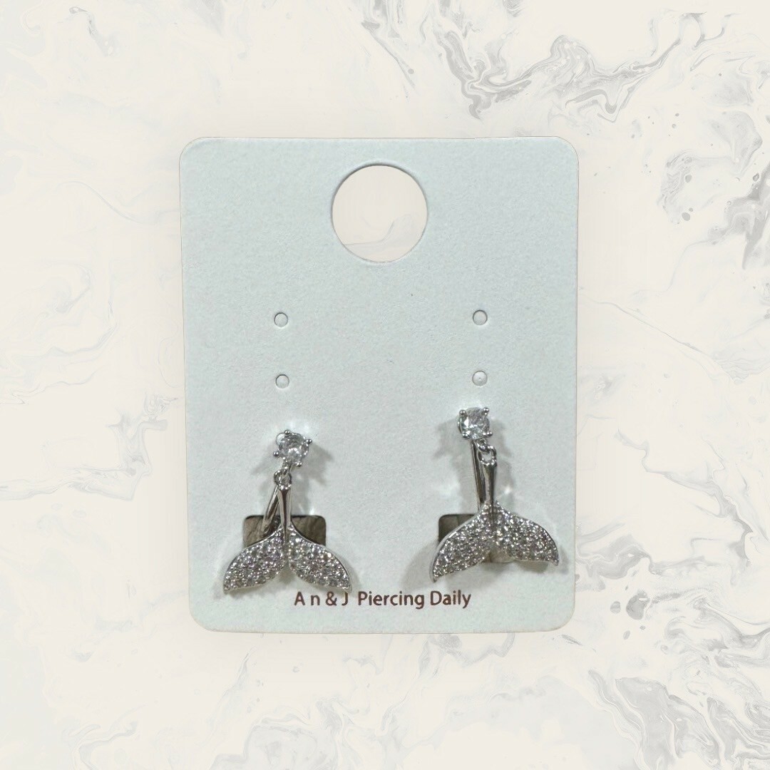 韓國直送-夾式 小鋯吊滿鋯人魚尾巴 鍍14K