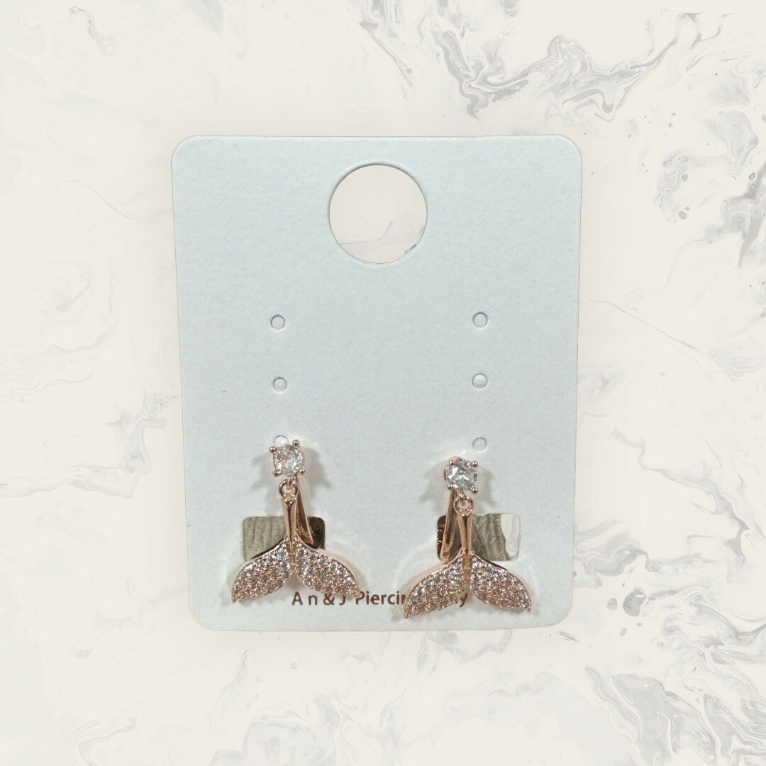 韓國直送-夾式 小鋯吊滿鋯人魚尾巴 鍍14K