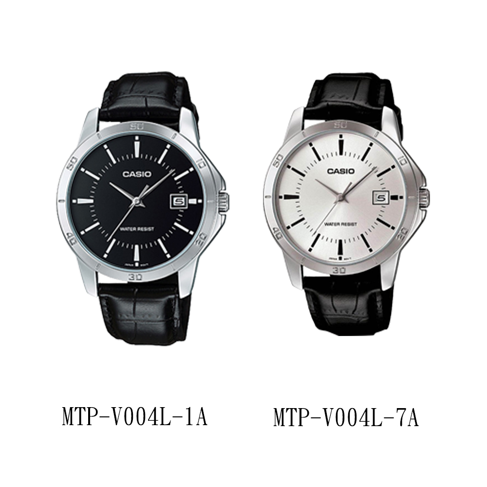 【CASIO 卡西歐】MTP-V004L  簡約 時尚 皮帶 日期顯示 日本機芯 手錶 腕錶