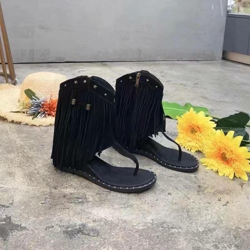 波西米亞流蘇內增高涼鞋