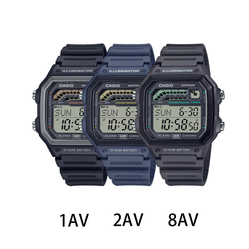 【CASIO 卡西歐】CASIO手錶 電子錶 十年電力 運動錶 潛水錶 游泳錶 WS-1600H