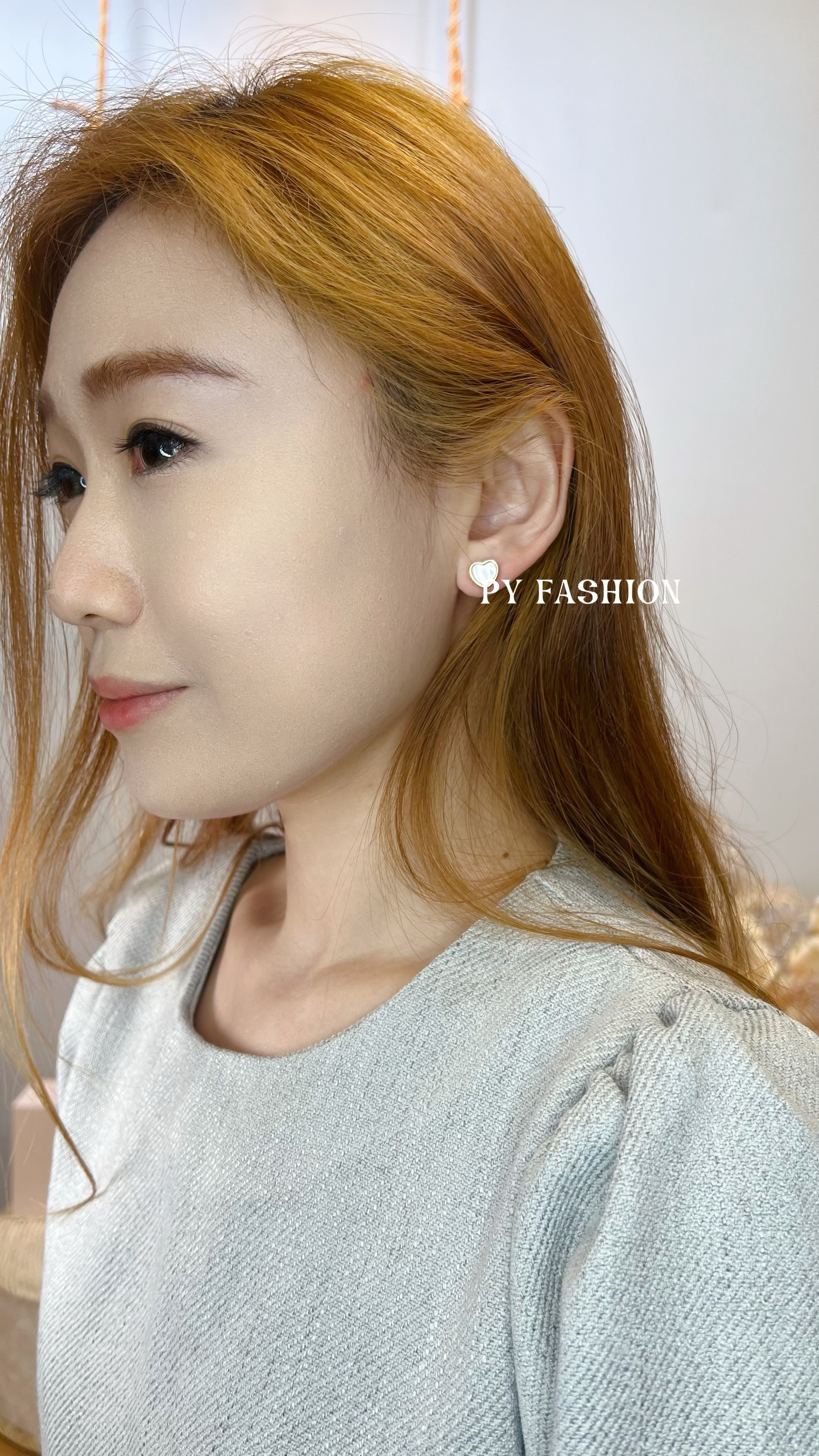 PYA0613 CAT EYE HEART SHAPE EAR RING