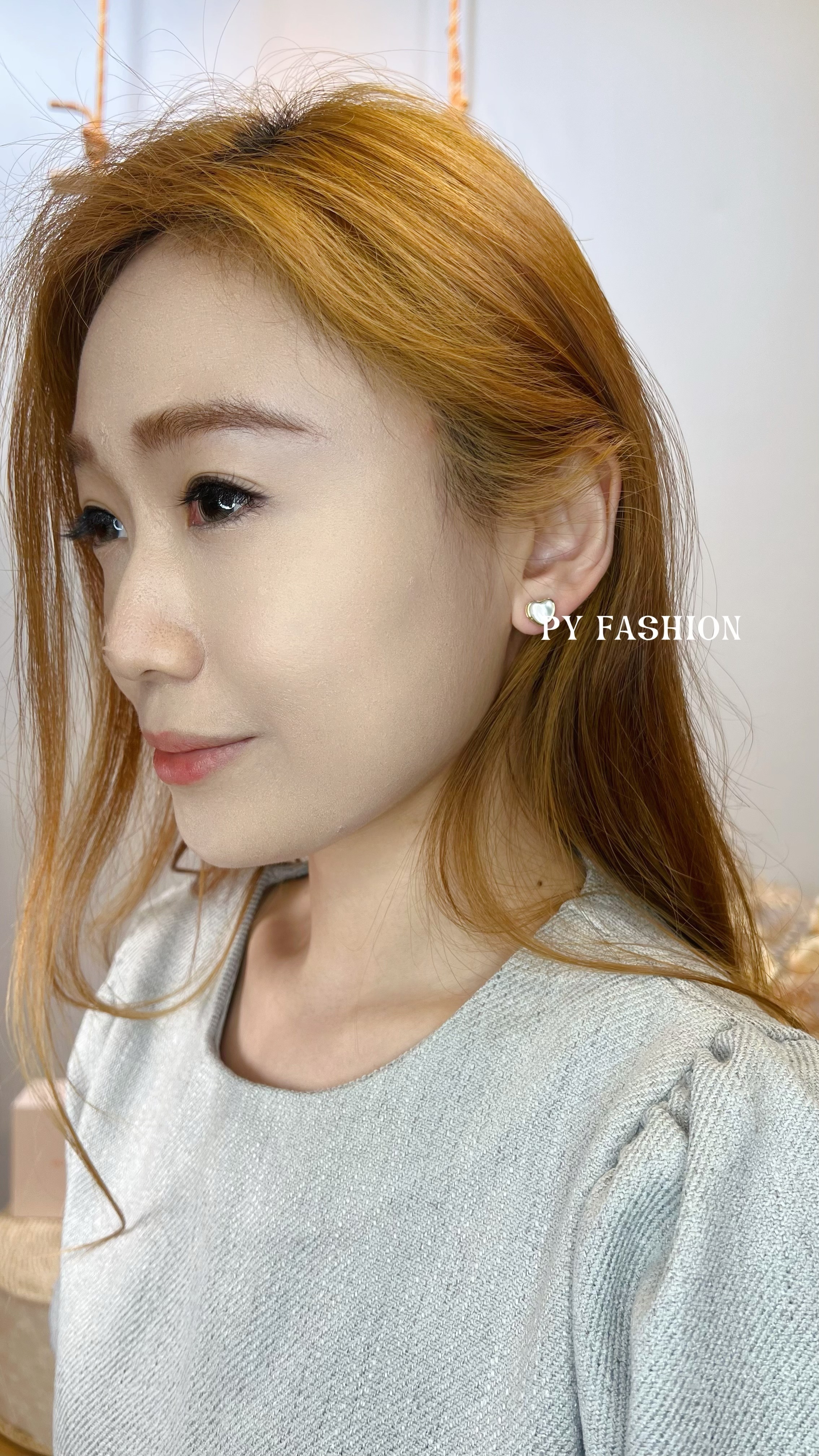 PYA0613 CAT EYE HEART SHAPE EAR RING
