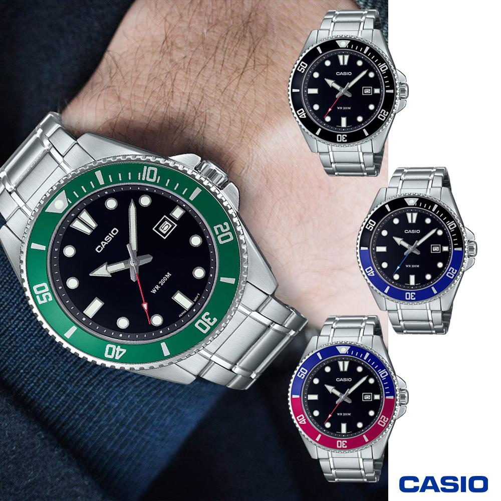 【CASIO 卡西歐】CASIO手錶 槍魚 百事圈 黑水鬼 綠水鬼 藍水鬼 鋼帶槍魚 MDV-107D