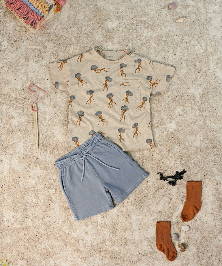 葡萄牙Play Up 有機棉天然纖維短褲 (Kids) - Sea