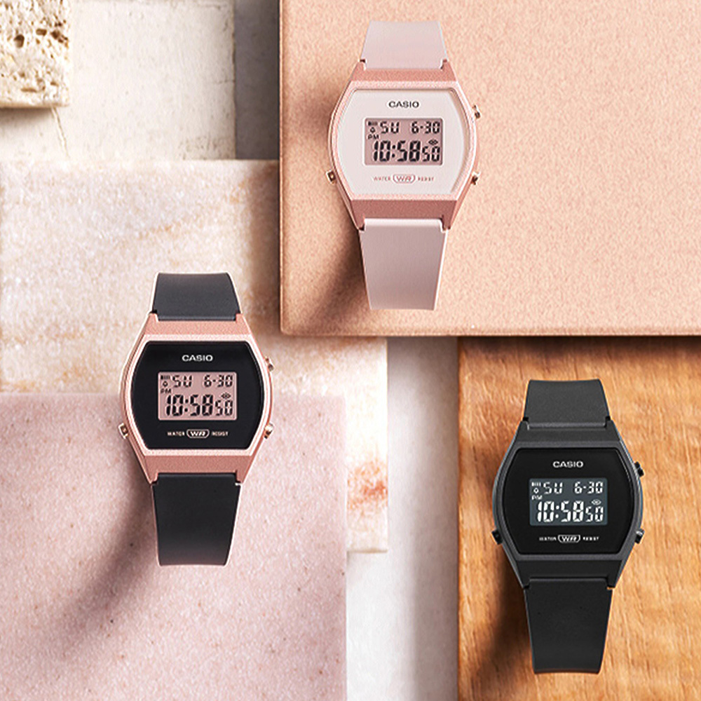 【CASIO 卡西歐】LW-204 溫和柔美雅致 復古時尚 輕巧休閒 酒桶型 樹脂電子錶 腕錶 手錶