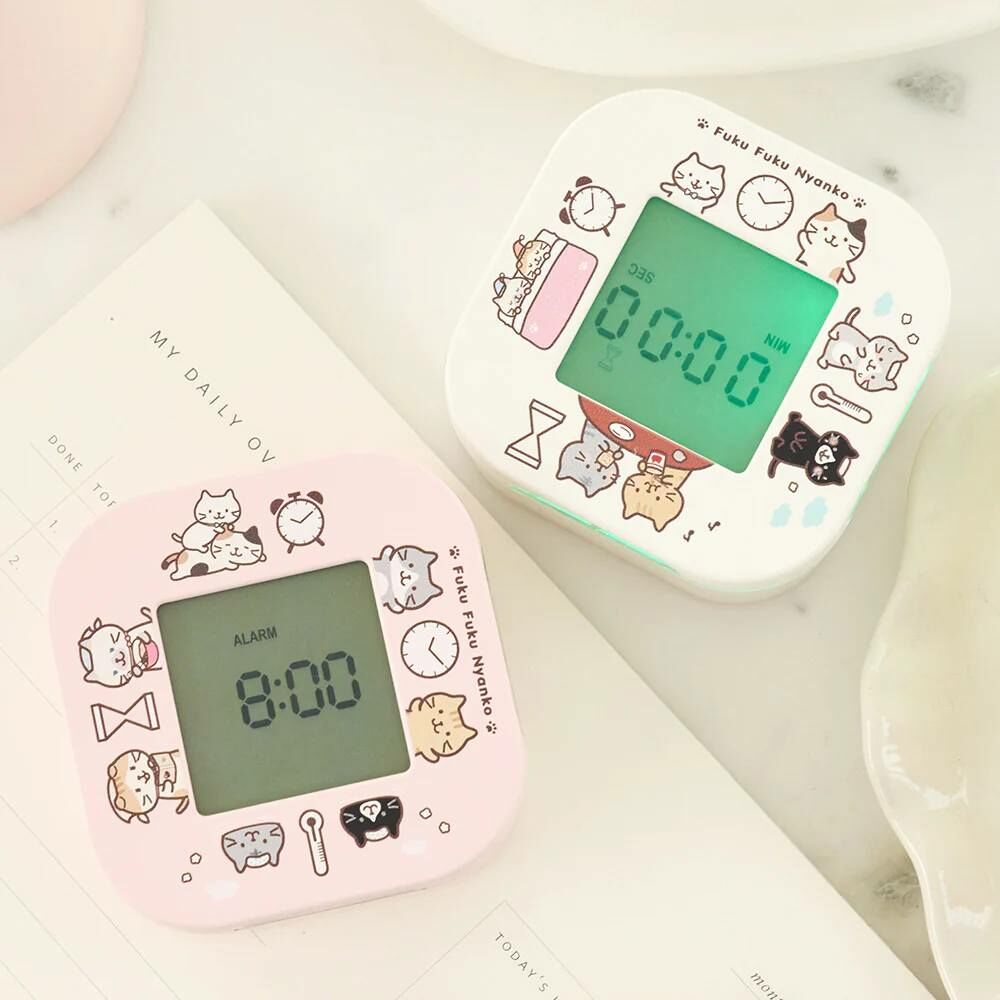 日本🇯🇵Fuku Fuku Nyanko 數位旋轉時鐘⏰