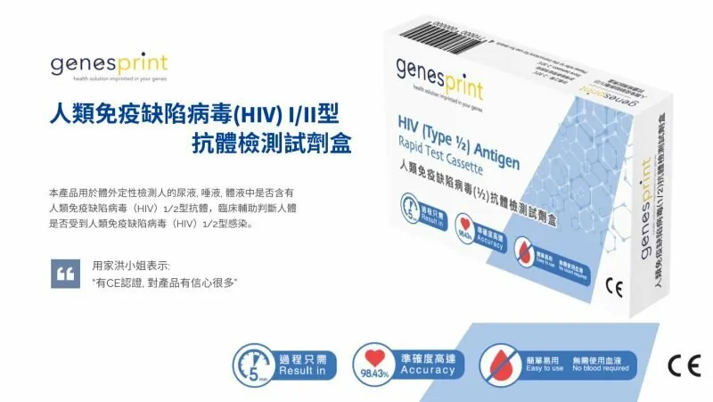 GenesPrint 人類免疫缺陷病毒 (HIV) I/II型 抗體檢測試劑盒