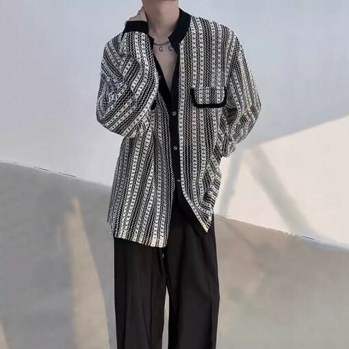 立領透視長袖襯衫