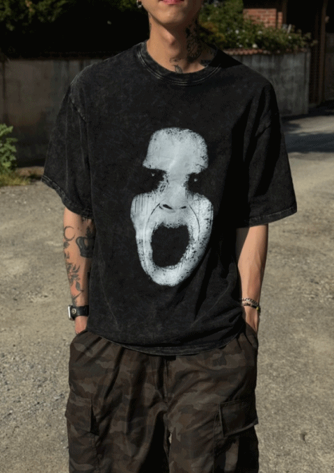 神秘恐怖水洗暗黑短袖T恤