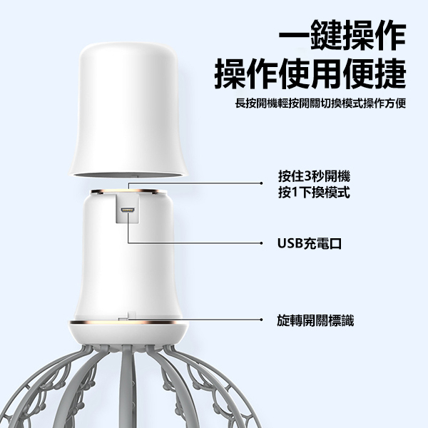 日本TSK 頭部按摩儀 仿真人手法 USB充電撓頭皮解壓按摩神器 (P3663)