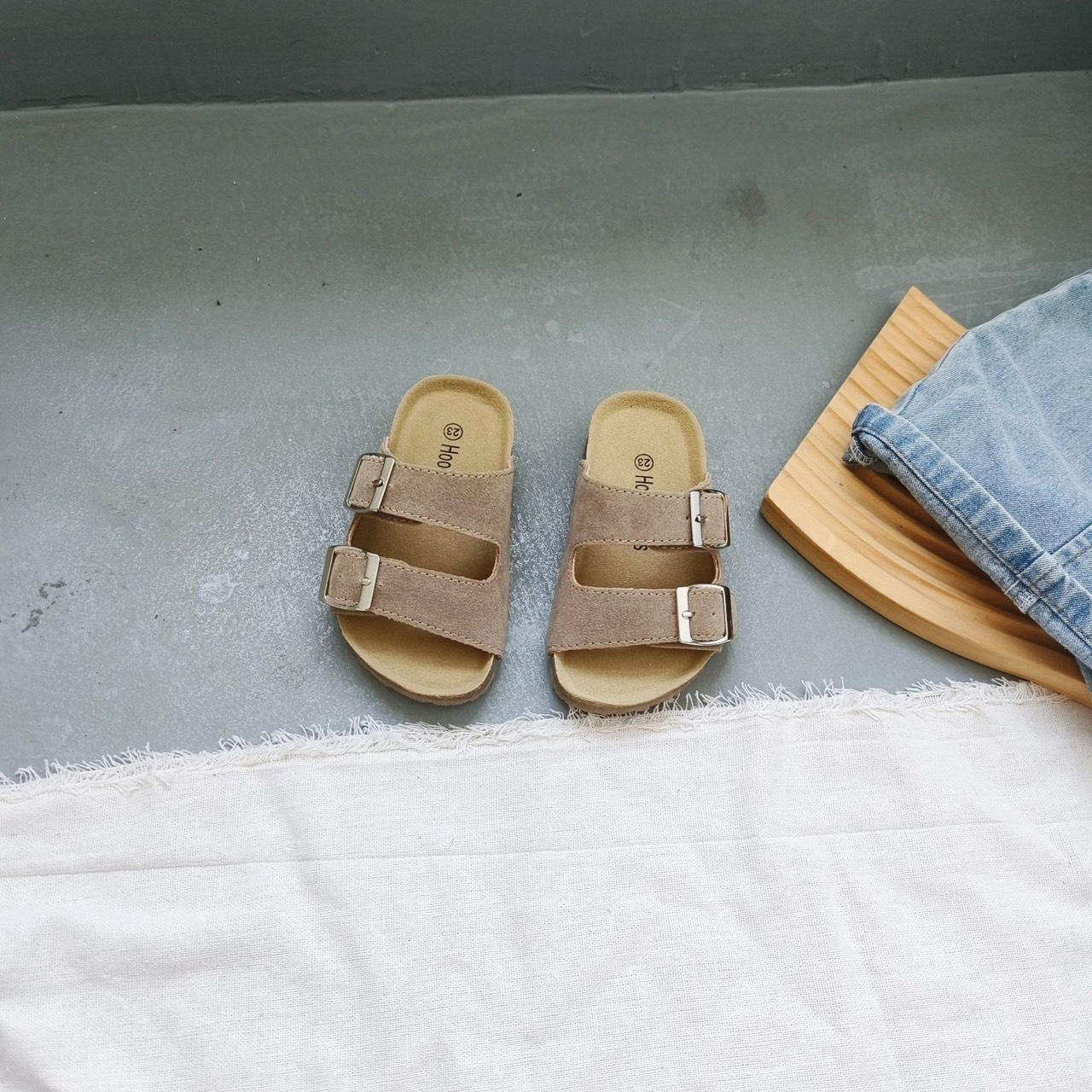 親子鞋_雙扣木糠拖鞋