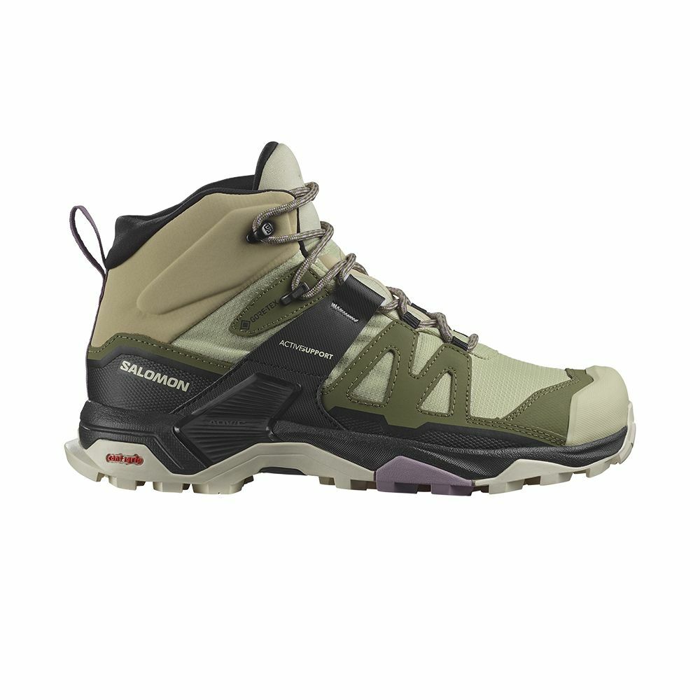 Salomon 女 X ULTRA 4 Goretex 中筒登山鞋 苜蓿綠/深藻綠/棕 33SL474550