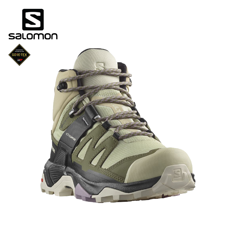 Salomon 女 X ULTRA 4 Goretex 中筒登山鞋 苜蓿綠/深藻綠/棕 33SL474550