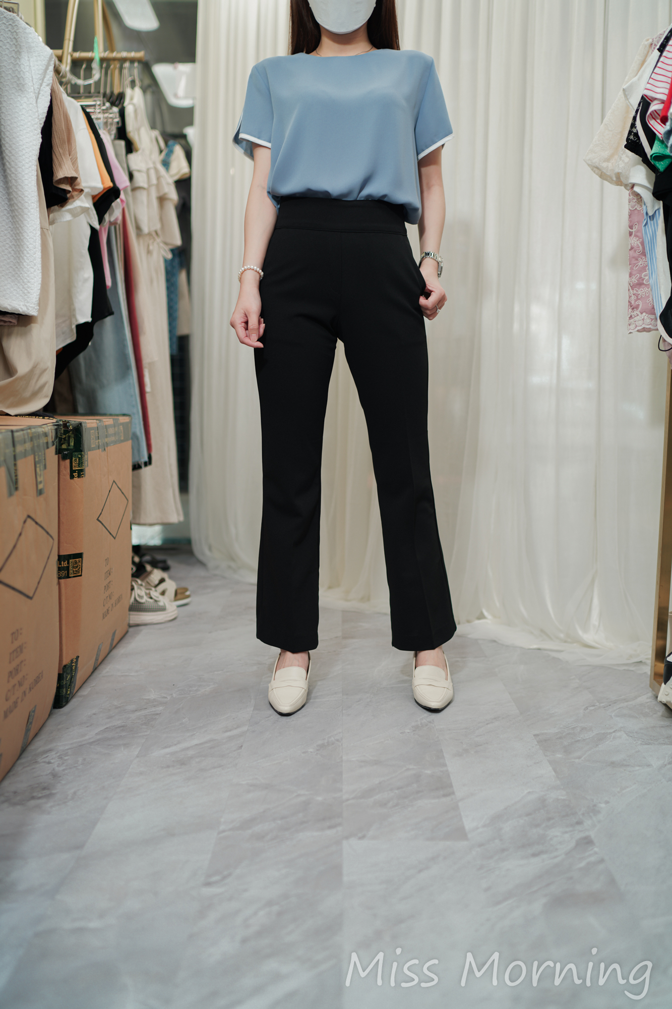 靚手袖雪紡衫(14013)&包腩直腳褲(33771)