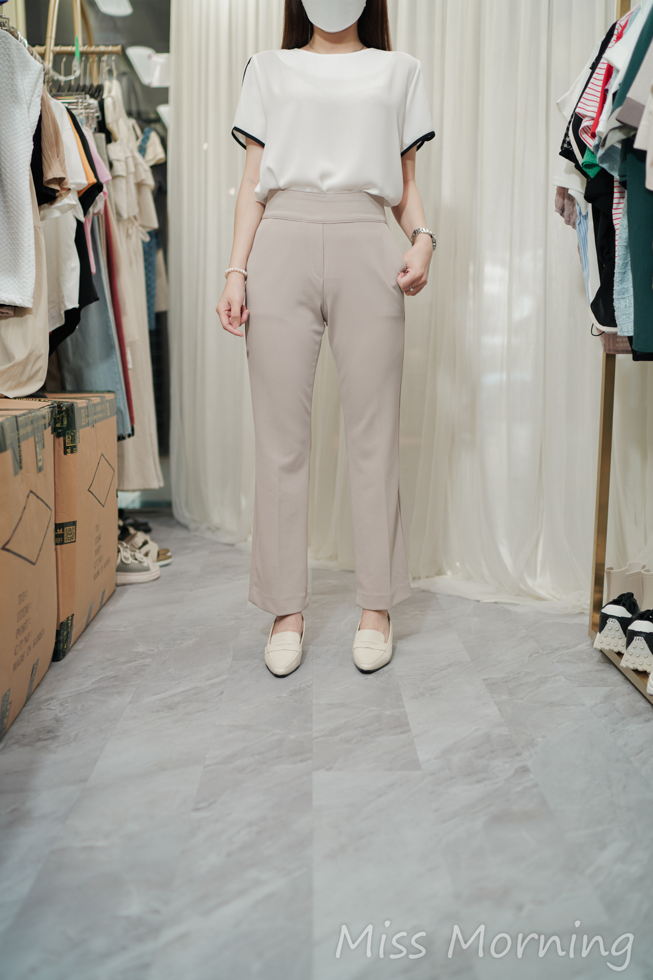 靚手袖雪紡衫(14013)&包腩直腳褲(33771)