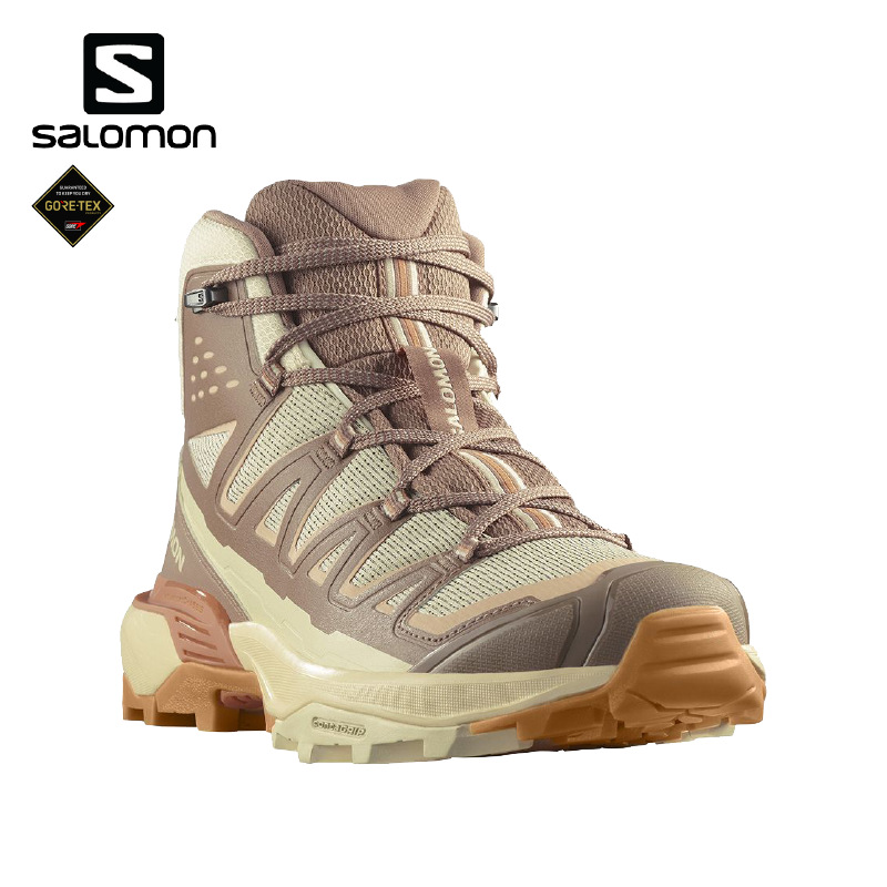 Salomon 女 X ULTRA 4 Goretex 中筒登山鞋 黃/棕/粉 33SL474627