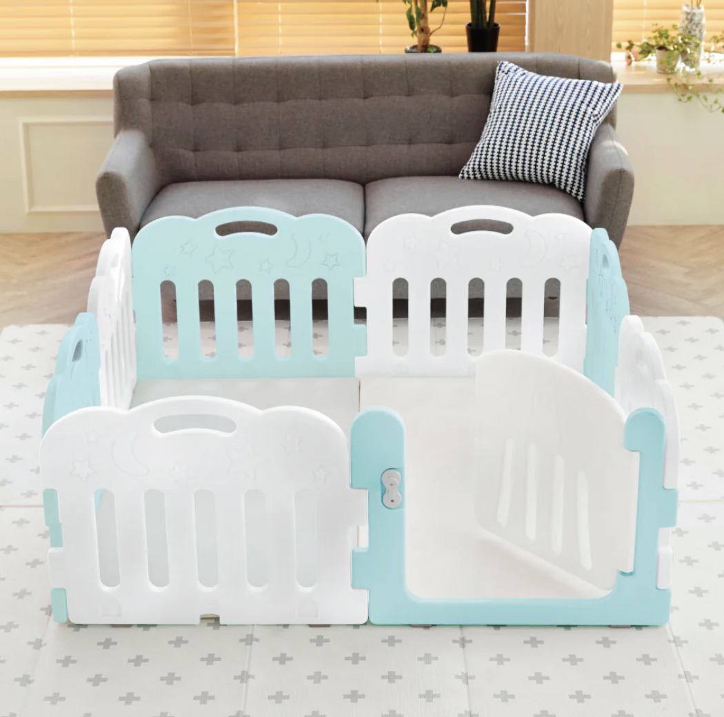 Caraz 7+1 Kibel 寶寶屋地墊套裝-附有面板固定扣 - 薄荷色 + 白