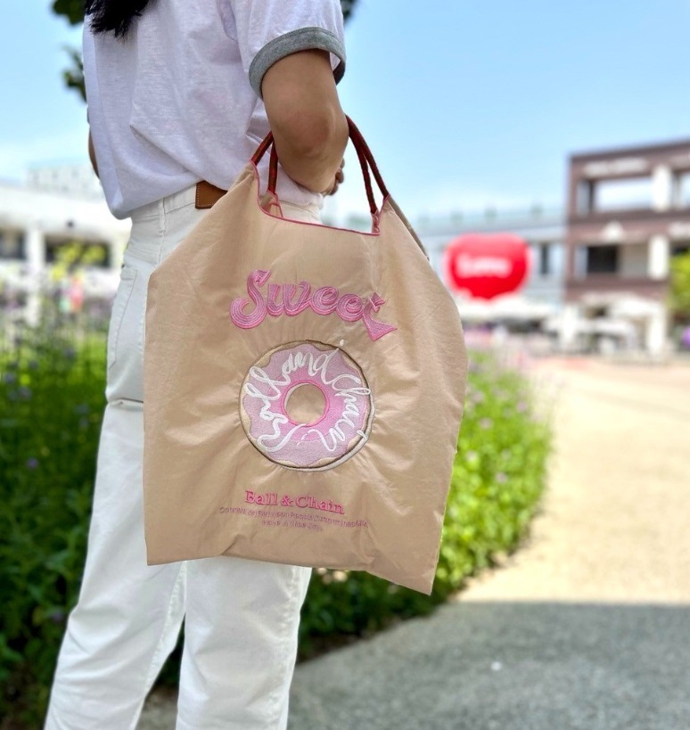 Ball＆Chain 刺繡環保購物袋 M號 - 粉膚 (30100503)