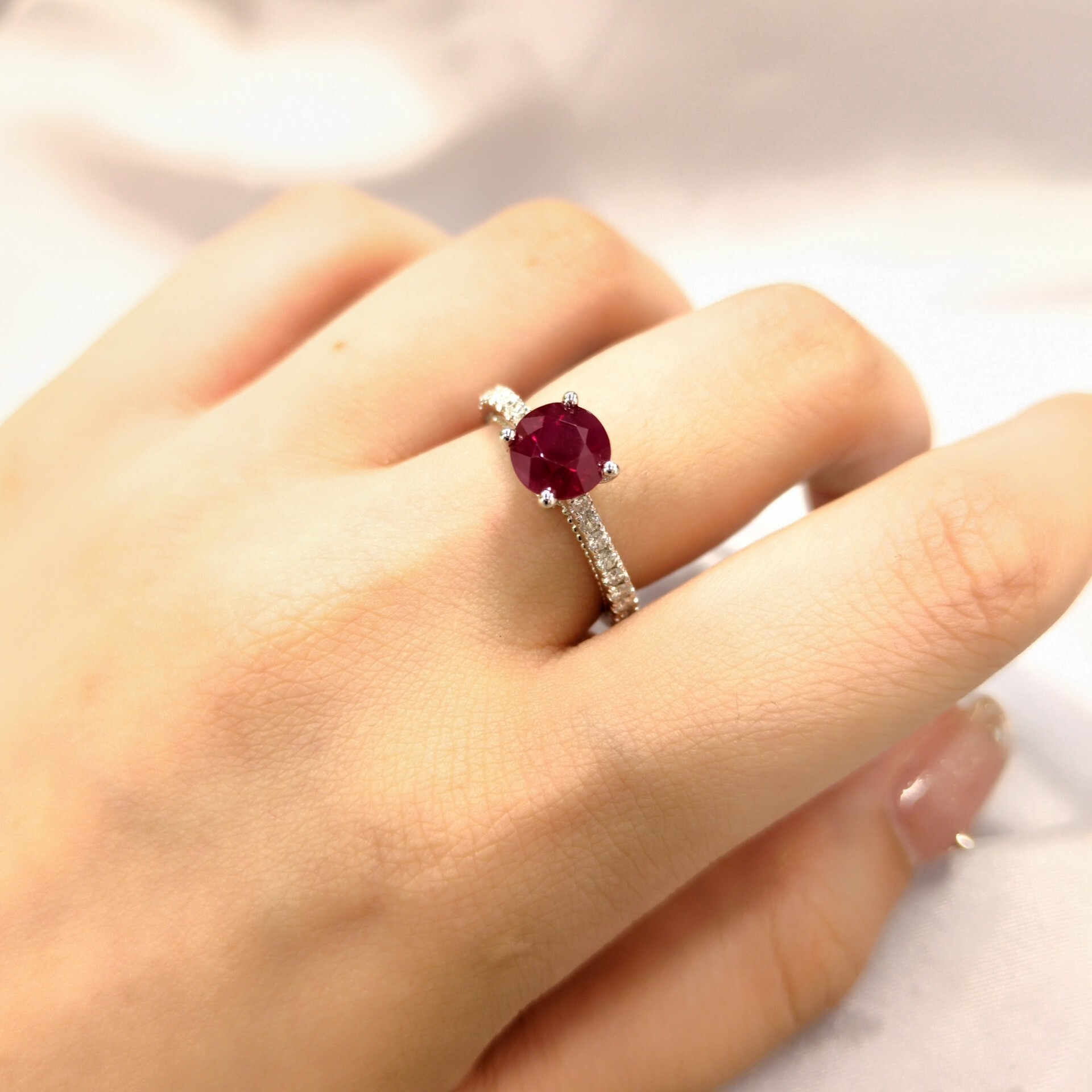 18K White Gold 1.84ct Ruby and Diamond Ring