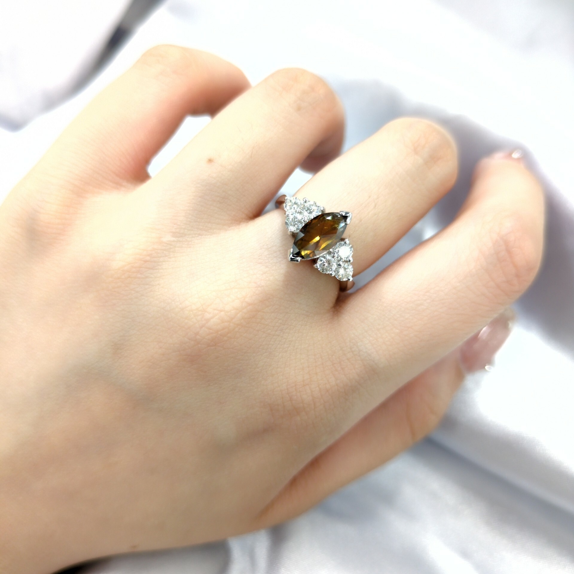 18K White Gold 1.28ct Fancy Brown Diamond Ring