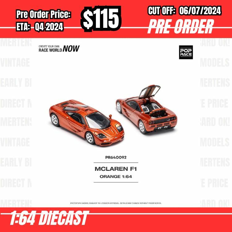 PO-$115 * Pop Race * 1:64 McLAREN F1 ORANGE [OD25/06]